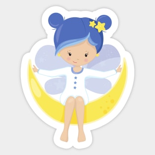 Stardust Fairy, Fairy On The Moon, Cute Fairy Sticker